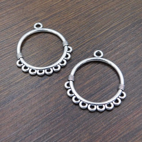 Zawieszka baza kolczyka z metalu 34.5x30mm ciemna srebrna (2szt.)