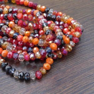 Oponki fasetowane ze szkła 6x5mm mix czerwony (90szt.)