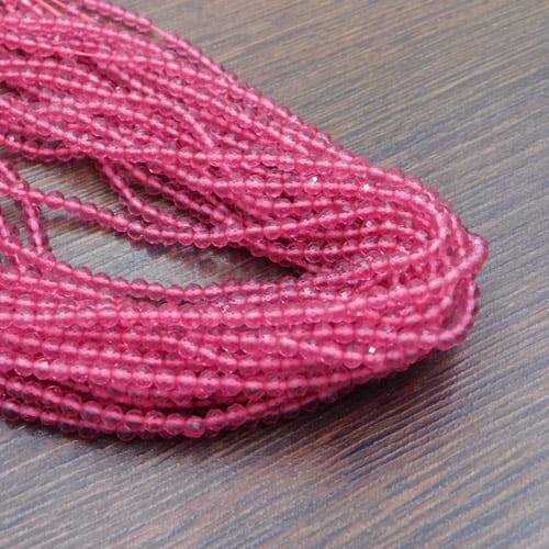 Kulki ze szkła fasetowane 3mm różowe (135szt.)