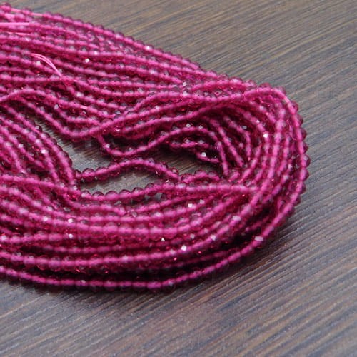 Kulki ze szkła fasetowane 3mm mocny różowy (135szt.)