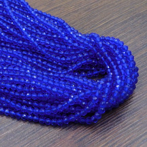 Kulki ze szkła fasetowane 3mm ciemne niebieskie (135szt.)