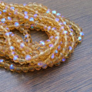 Oponki fasetowane ze szkła 6x4.5mm blady pomarańcz z połyskiem (20szt.)