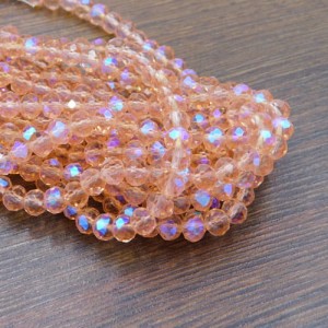 Oponki fasetowane ze szkła 6x4.5mm łososiowe z połyskiem (20szt.)