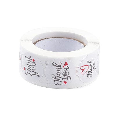 Naklejki Thank You ozdobne okrągłe 25mm białe (500szt.)