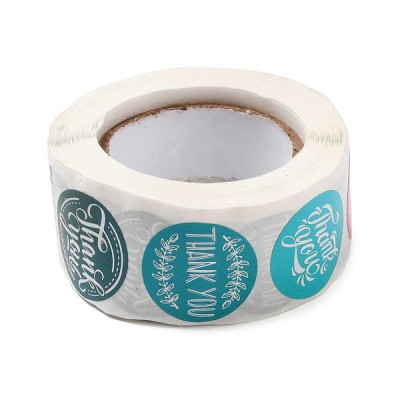 Naklejki Thank You ozdobne okrągłe 25mm niebieskie i różowe (500szt.)