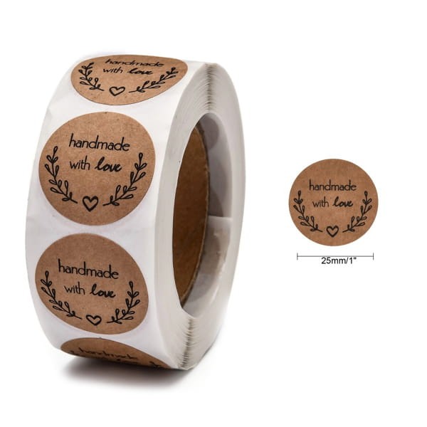 Naklejki Handmade ozdobne okrągłe 25mm beżowe (500szt.)