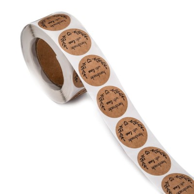 Naklejki Handmade ozdobne okrągłe 25mm beżowe (500szt.)