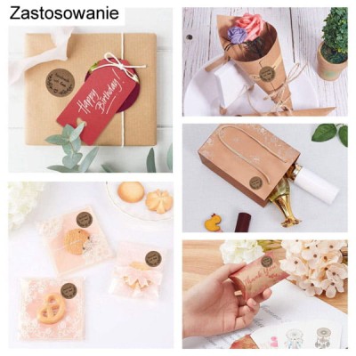 Naklejki Handmade ozdobne okrągłe 25mm beżowe (500szt.)
