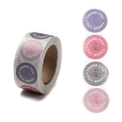 Naklejki Thank You ozdobne okrągłe 25mm mix (500szt.)