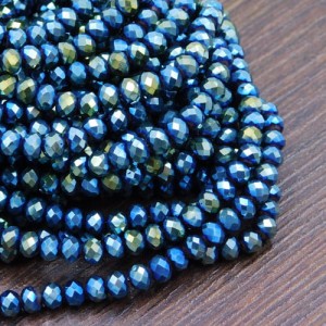 Oponki fasetowane ze szkła 4x3mm zielone metaliczne (110szt.)