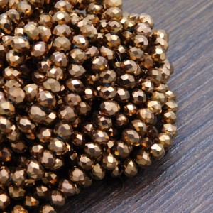 Oponki fasetowane ze szkła 4x3mm miedziane metaliczne (110szt.)