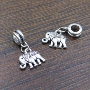 Zawieszka słonik z metalu z podwieszką 23x14mm ciemna srebrna (1szt.)