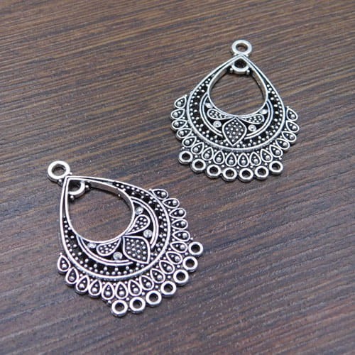 Zawieszka baza kolczyka z metalu 36x26mm ciemna srebrna (2szt.)