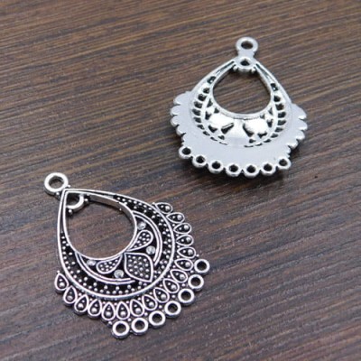 Zawieszka baza kolczyka z metalu 36x26mm ciemna srebrna (2szt.)