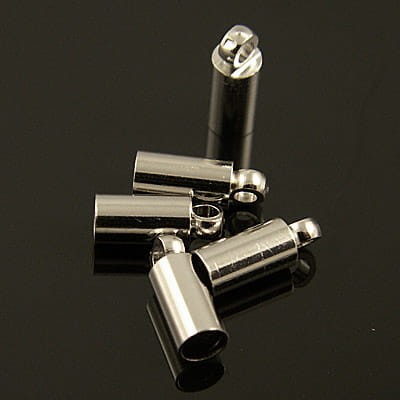 Końcówki do wklejania z metalu 9x3.5mm wew. 3mm ciemne srebrne (4szt)