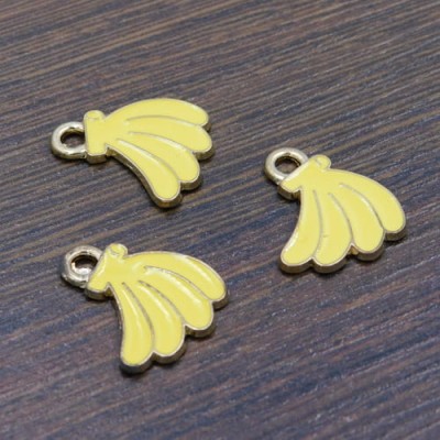 Zawieszka banany z metalu i emalii 19x16.5mm żółta (1szt.)