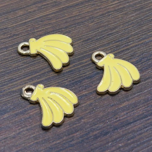 Zawieszka banany z metalu i emalii 19x16.5mm żółta (1szt.)