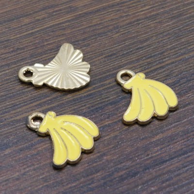 Zawieszka banany z metalu i emalii 19x16.5mm żółta (1szt.)