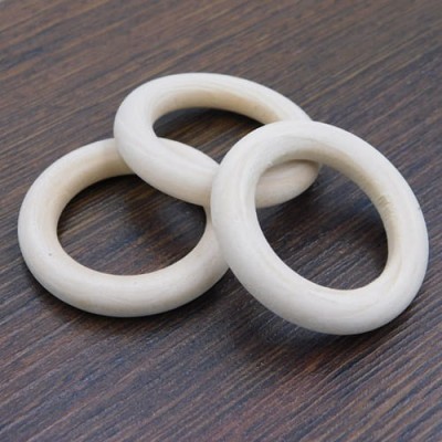 Kółko do makramy z drewna surowego 40x7mm kremowe (2szt.)