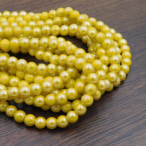 koraliki-szklane-kulki-6mm-żółty-perłowy-ab-nieprzezroczyste-diy