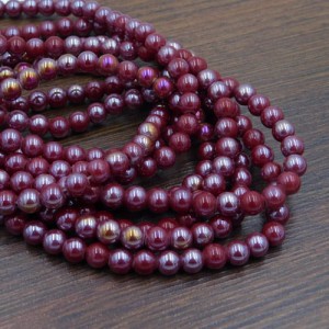 Kulki ze szkła 6-6.5mm bordowe perłowe AB nieprzezroczyste (65szt.)