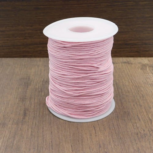 Sznurek bawełniany woskowany 1mm jasny różowy (szpula około 90 metrów)