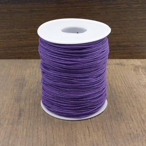 Sznurek bawełniany woskowany 1mm ciemny fiolet (szpula około 90 metrów)