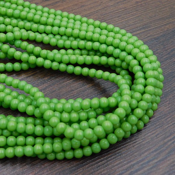 kulki-szklane-4mm-zielone-nieprzezroczyste-koraliki-handmade