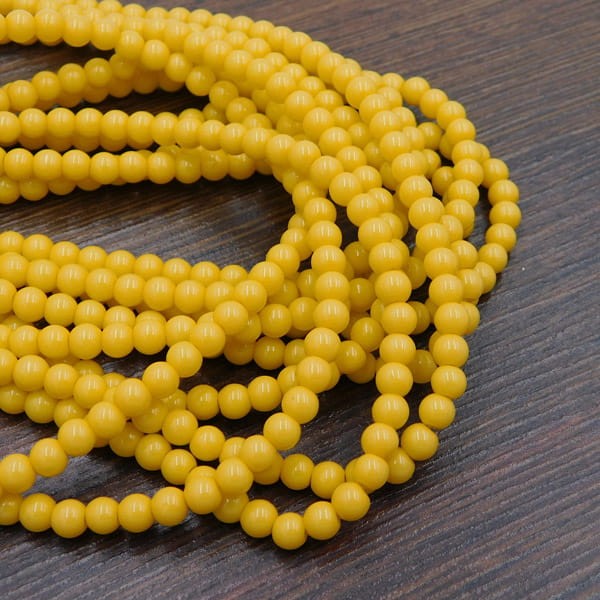 koraliki-szklane-4mm-zolte-nieprzezroczyste-kulki-diy