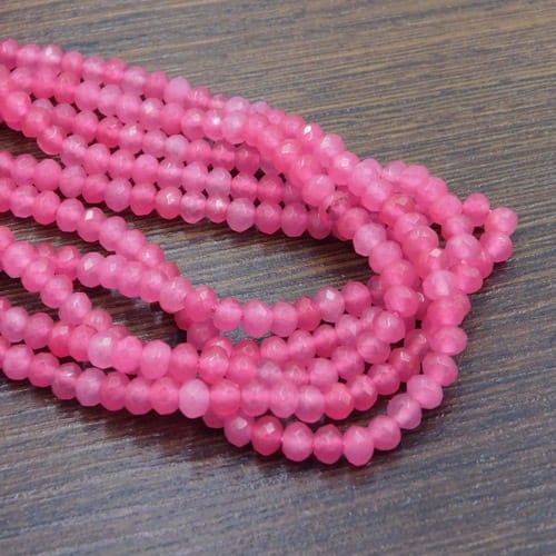 Jadeit oponki fasetowane 4-4.5x3mm głęboki róż (10szt.)