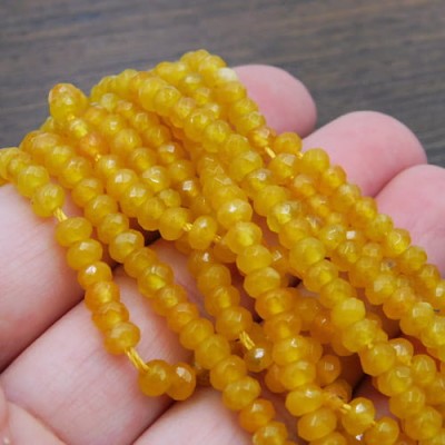 Jadeit oponki fasetowane 4-4.5x3mm miodowe (10szt.)