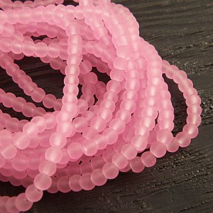 Kulki oszronione ze szkła 4mm różowe (200szt.)