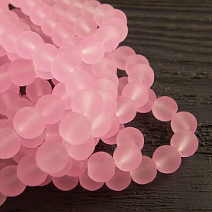 Kulki oszronione szklane 8mm różowe półprzezroczyste (100szt.)
