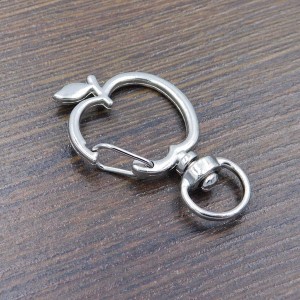 Baza breloczka obrotowa jabłko z metalu 40x25mm ciemna srebrna (1szt.)