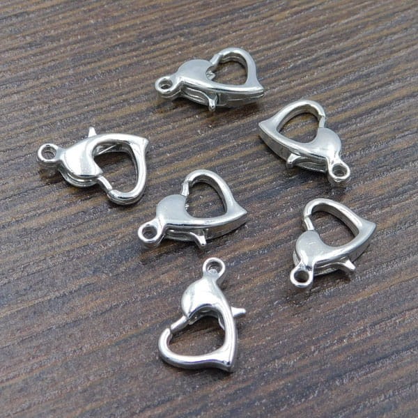 Zapięcie karabińczyk serce z metalu 12x8x3mm ciemne srebrne (2szt.)