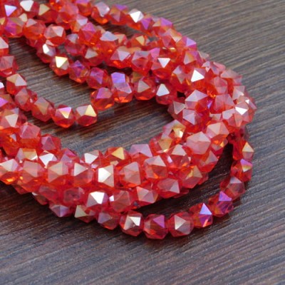 Kryształki ze szkła 5.5x5.5mm czerwone AB (20szt.)