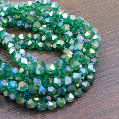 Kryształki ze szkła 5.5x5.5mm zielone AB (20szt.)