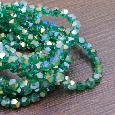 Kryształki ze szkła 5.5x5.5mm zielone AB (20szt.)