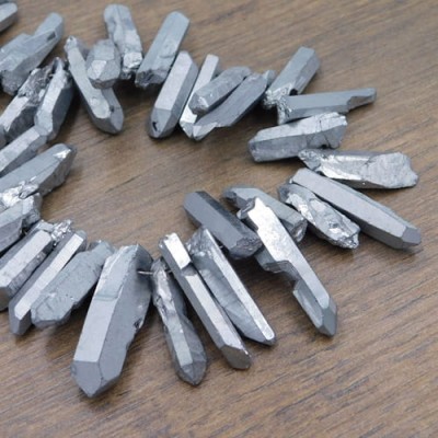 Kwarc sopel nieregularny 16-29x6-9mm srebrny matowy (1szt.)