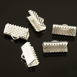 Srebrne zaciski krokodylki do bransoletek metalowe 13.5x7mm (10szt.)