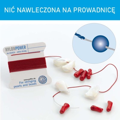 Nici nylonowe Griffin z igłą 0.50mm beige (2metry)