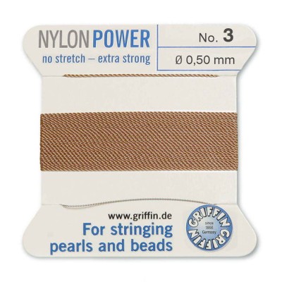 Nici nylonowe Griffin z igłą 0.50mm beige (2metry)