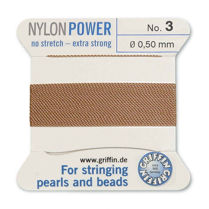 Nici nylonowe Griffin z igłą 0.50mm beige (2metry)