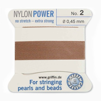 Nici nylonowe Griffin z igłą 0.45mm beige (2metry)