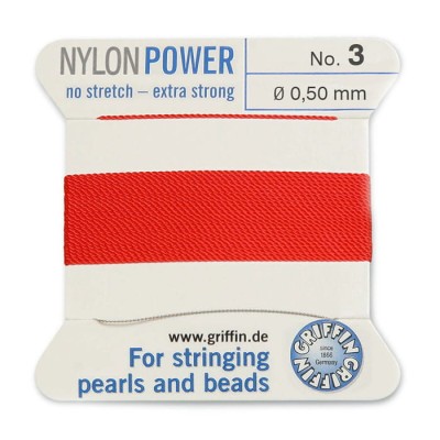Nici nylonowe Griffin z igłą 0.50mm red (2metry)