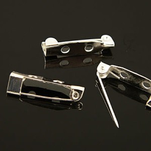 Baza broszki z metalu podłużna 20mm w kolorze srebrnym (10szt)