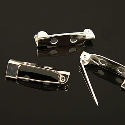 Baza broszki z metalu podłużna 20mm w kolorze srebrnym (10szt)