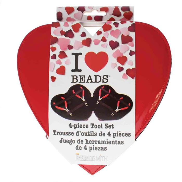 Zestaw szczypiec  do biżuterii w etui BeadSmith seria I Love Beads Serce czerwone