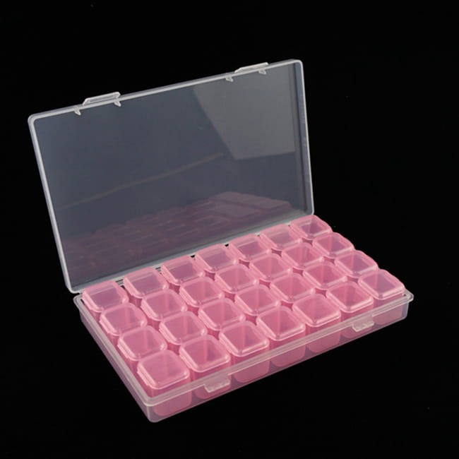 organizer-pudelko-na-koraliki-rozowy-28-przegrodek-handmade