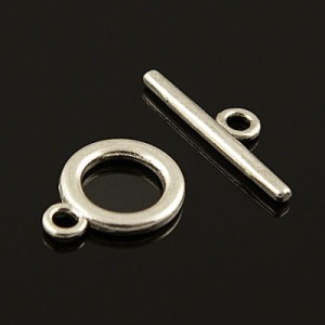 Ozdobne zapięcie metalowe koło 10.5mm ciemne srebrne (4kpl.)